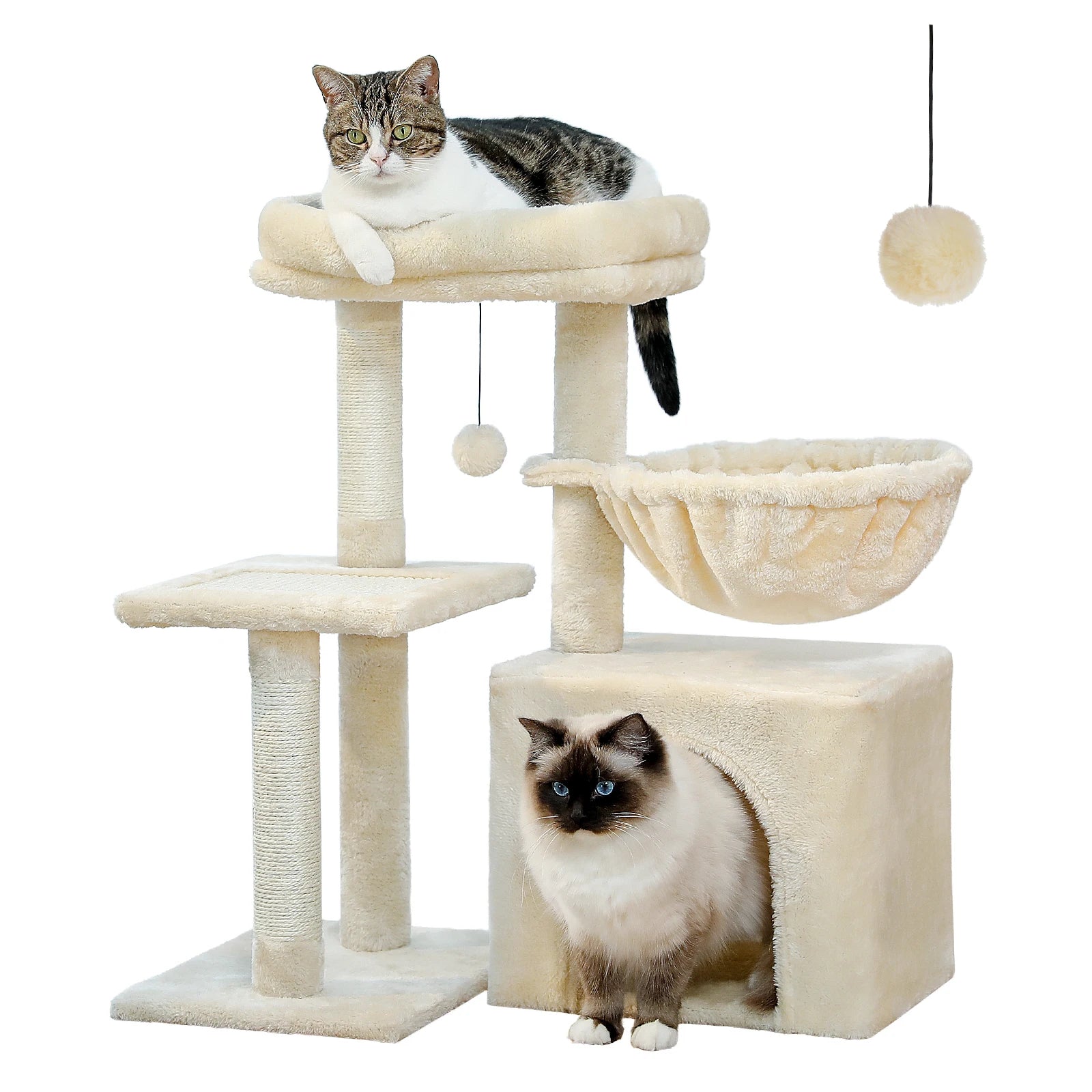 Cat Tree Tower for Indoor Cats – 2-Style Cat Activity Center with Scratching Posts, Large Hammock & Removable Top Perch, Grey