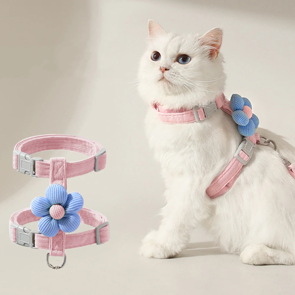 Pet Leash and Harness Set – Adjustable Vest with Self-Carrying Traction Rope for Dogs & Cats