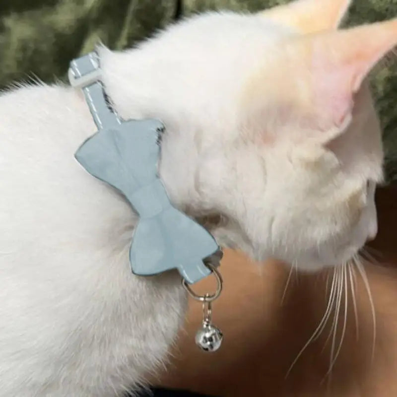 Adjustable Bow Collar with Bell – Solid Color for Puppies & Cats