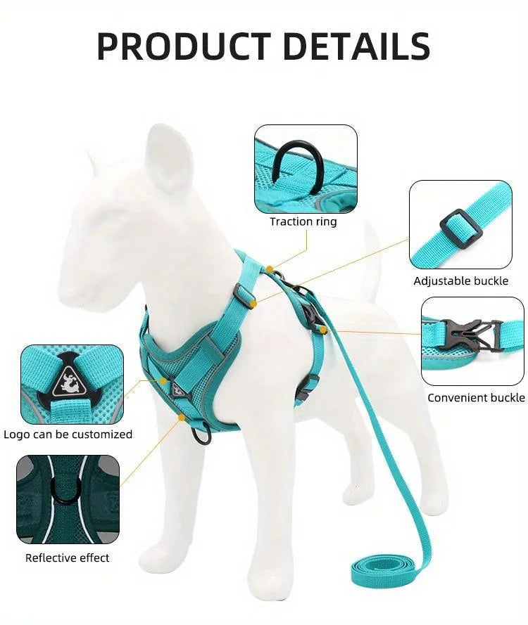 No-Pull Adjustable Dog & Cat Harness with Leash