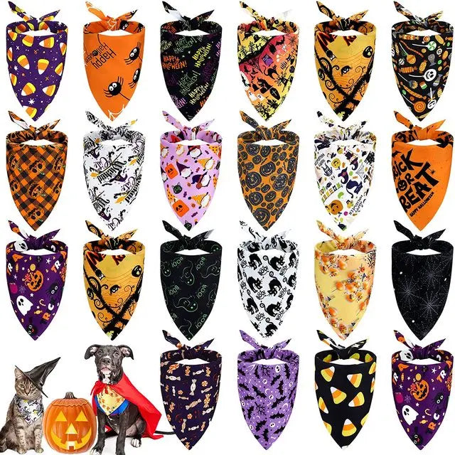 20-Pack Holiday Dog Bandanas – Christmas, Thanksgiving & Halloween Triangle Scarves