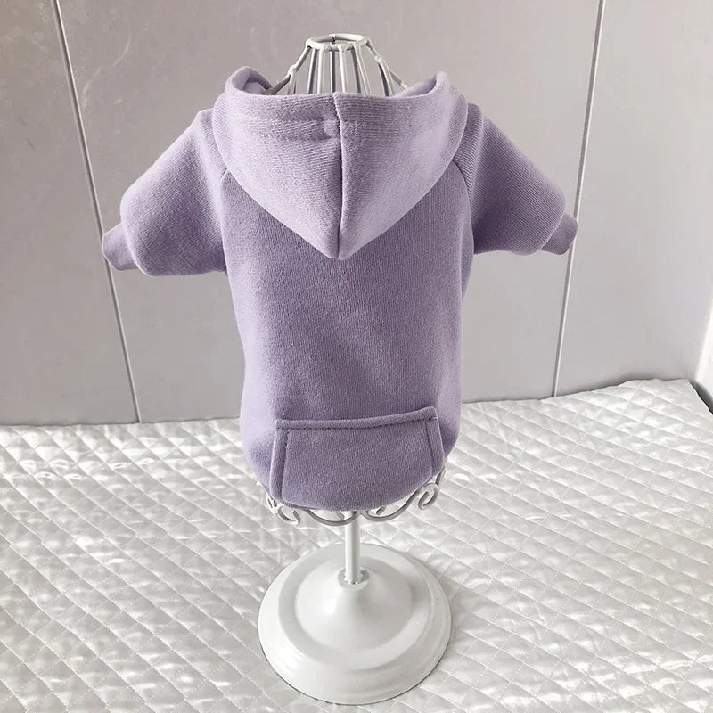 Autumn/Winter Dog Hoodie – Soft Pocket Sweater for Small Dogs