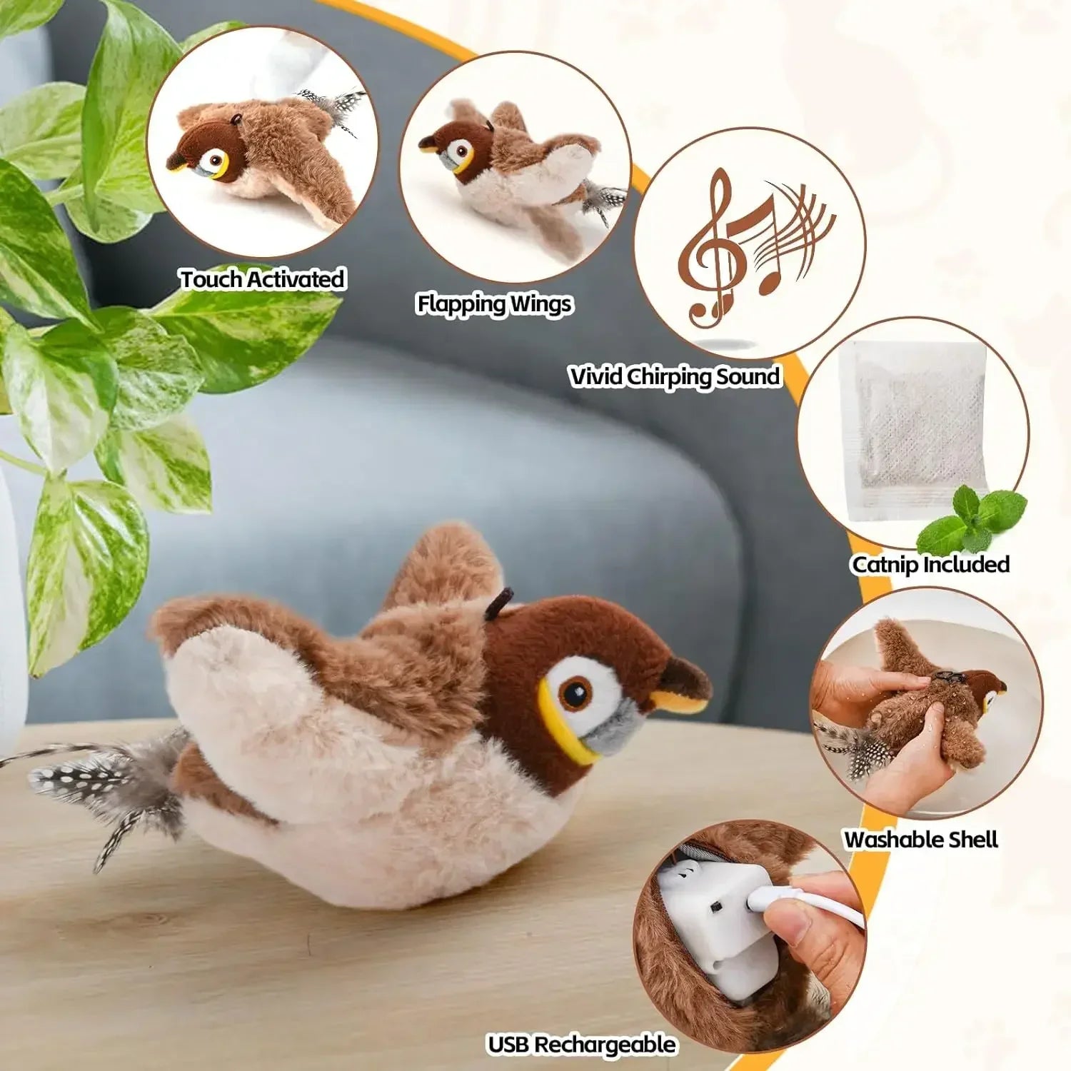 Catnip Electric Interactive Bird Toy