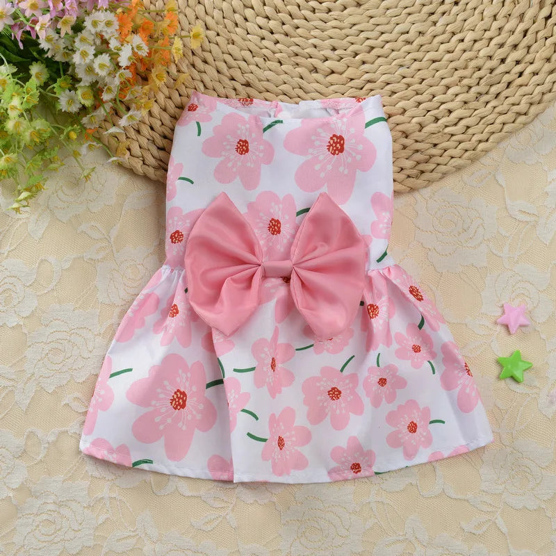 Fashion Cat & Puppy Dress with Bow – Small Dog & Cat Clothing