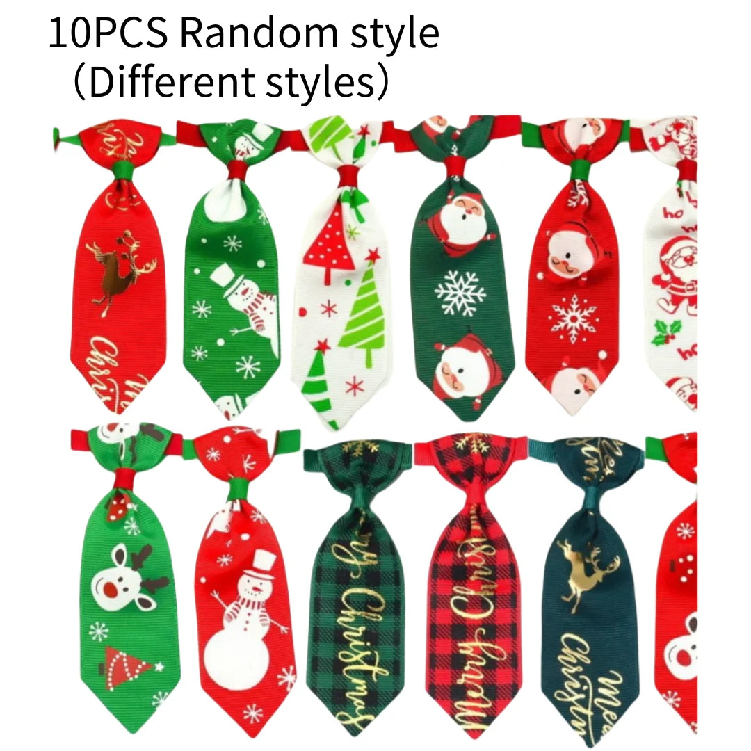 Christmas Dog & Cat Ties – Adjustable Holiday Pet Neckwear (Random Styles)