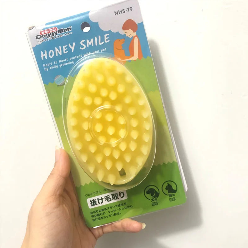 Pet Massage Brush with Soft Silicone Bristles – Dog & Cat Hair Removal Comb