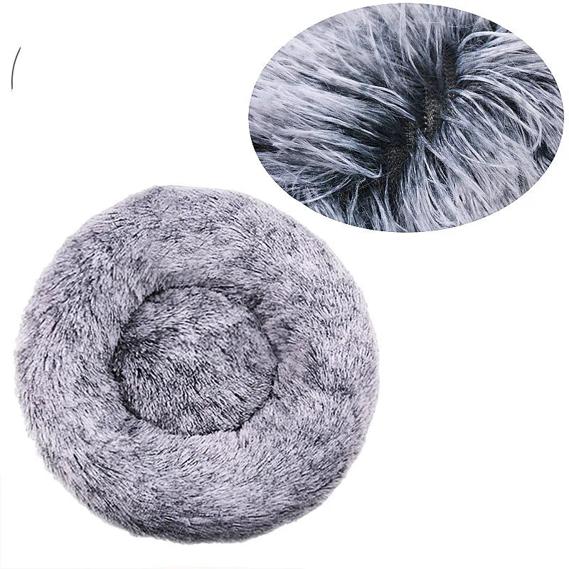 Round Plush Pet Bed for Cats & Dogs – Winter Warm Sleeping Bed