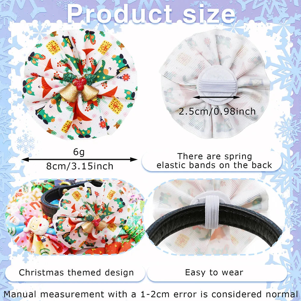 5/10-Pack Christmas Dog Bow Ties – Removable Elastic Grooming Accessories