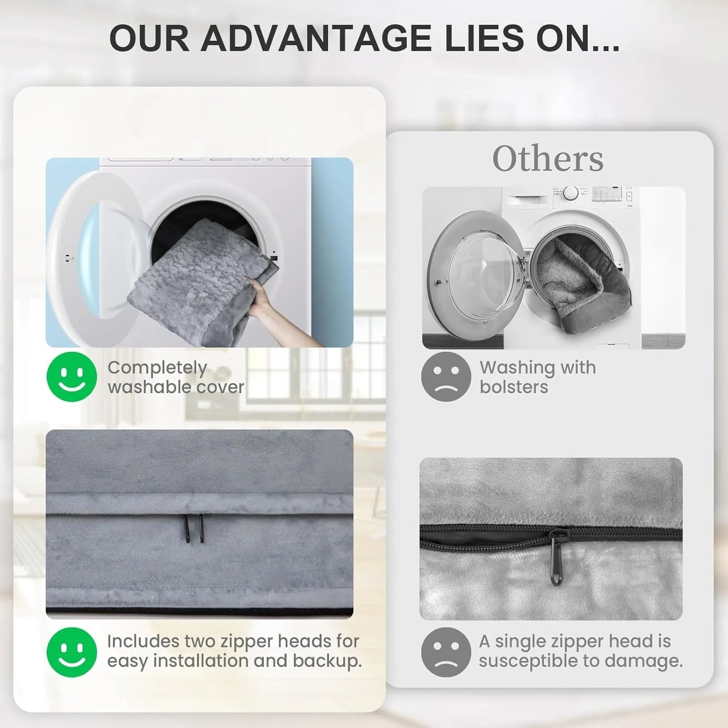 XL Orthopedic Waterproof Dog Bed with Washable Cover – Gray