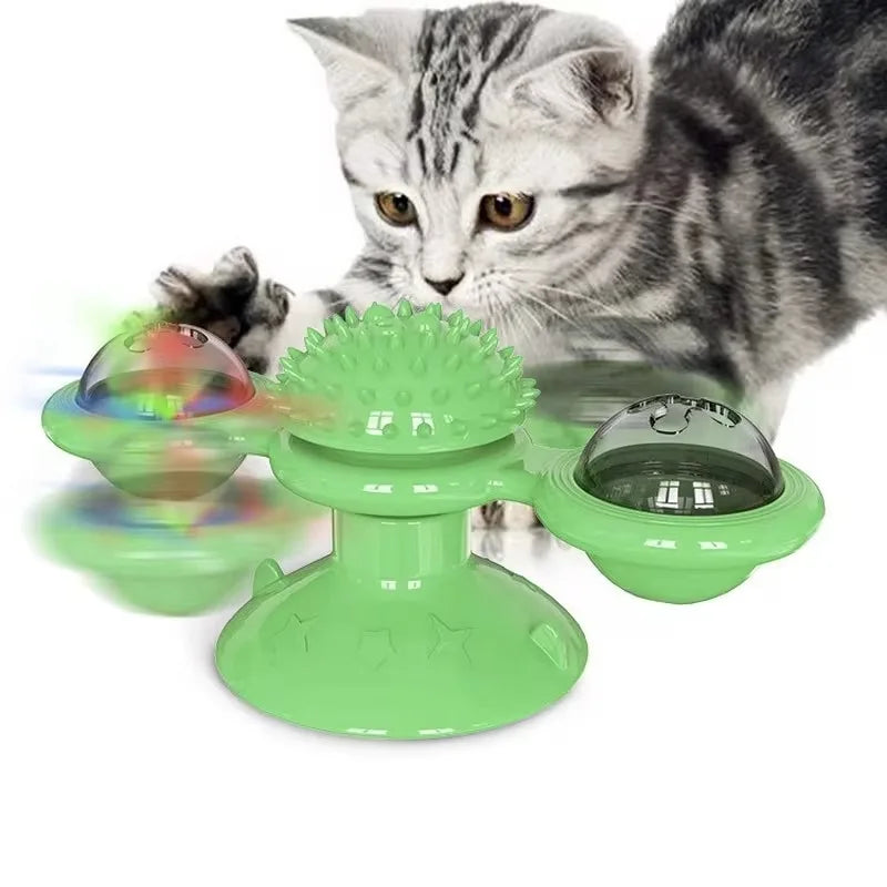 Interactive Windmill Cat Toy – Puzzle Turntable for Kittens