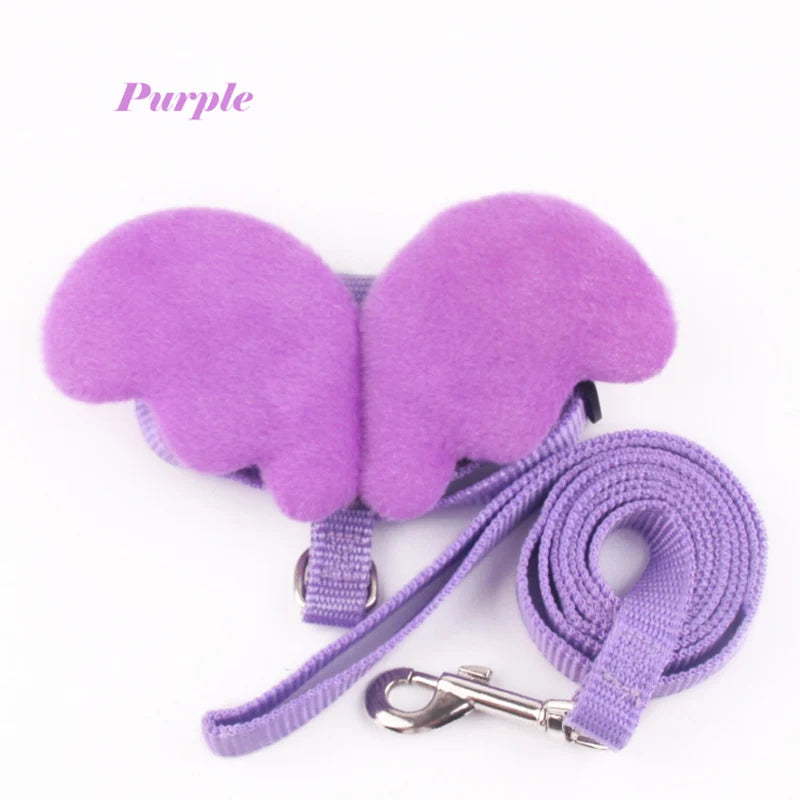 Adorable Angel Wings Harness Set – Stylish Leash and Vest for Cats, Rabbits, and Small Dogs