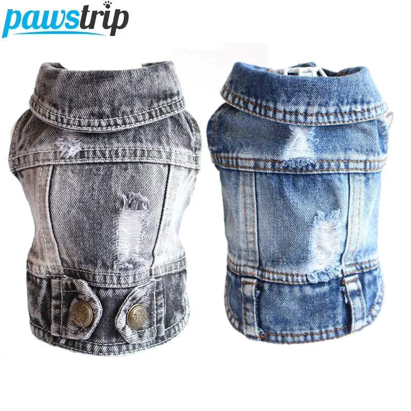 Thin Denim Dog Jacket – Fashionable Coat for Small & Medium Dogs