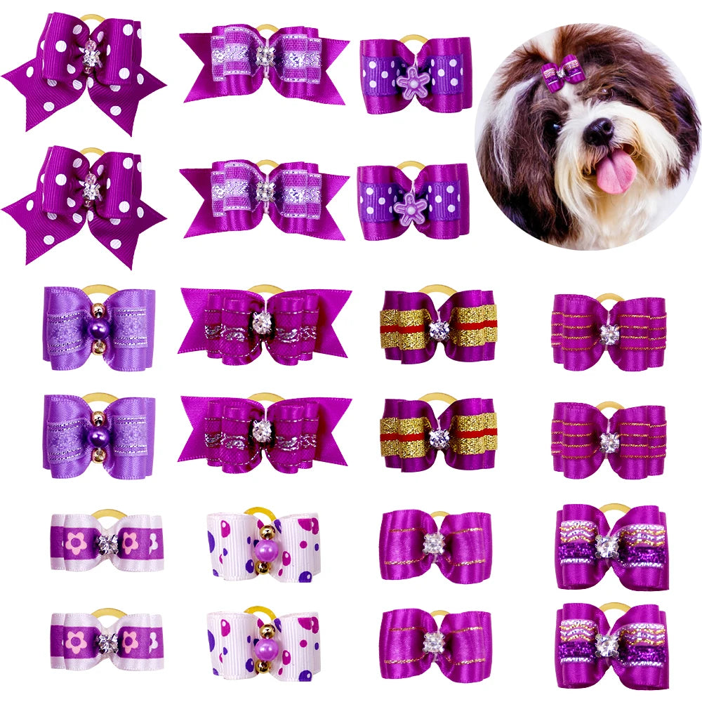 10-Pack Handmade Valentine’s Day Pet Hair Bows – Small Dog & Cat Grooming Accessories