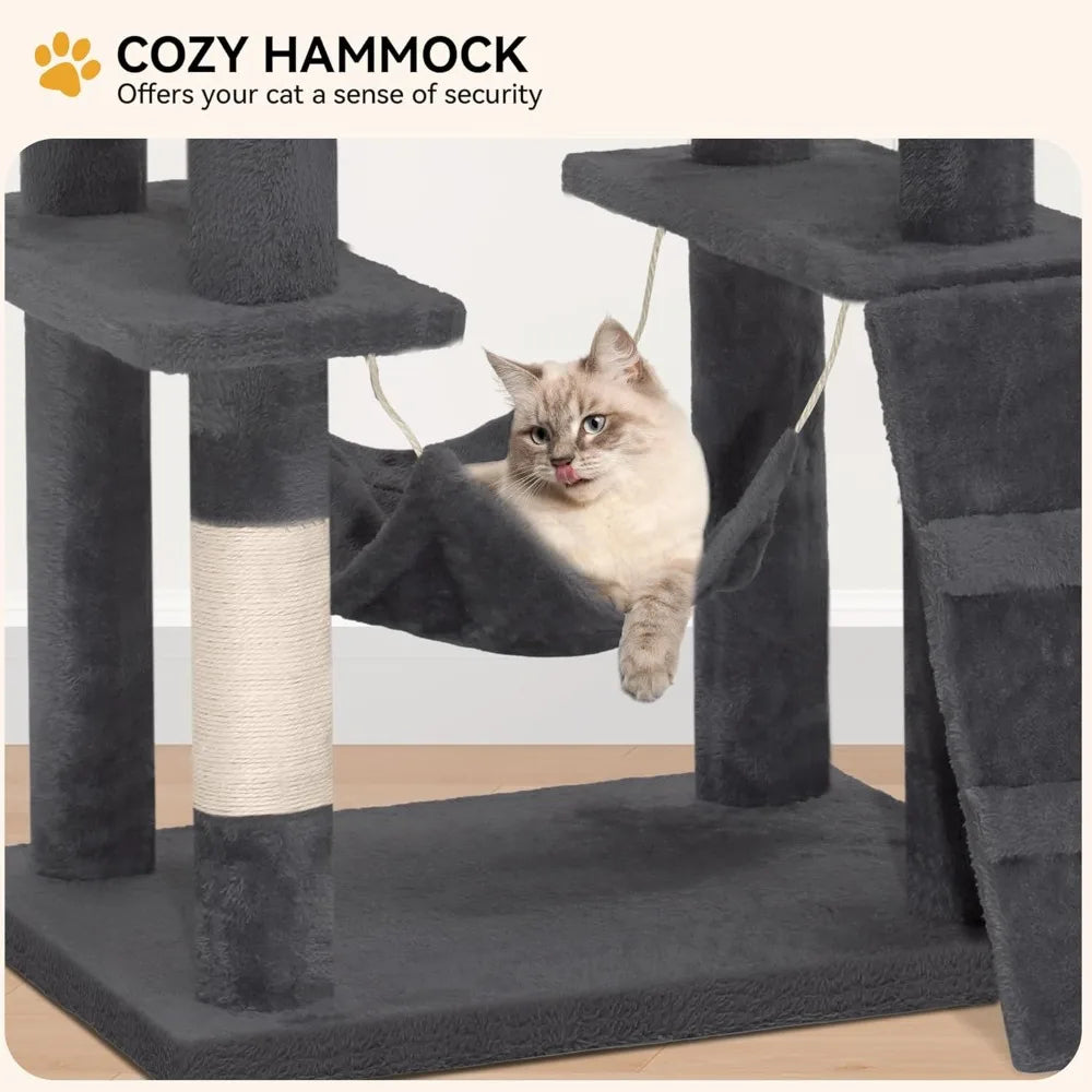 YITAHOME 75" Cat Tree Tower, Multi-Level Cat Furniture with Scratching Posts, Hammock & Perches