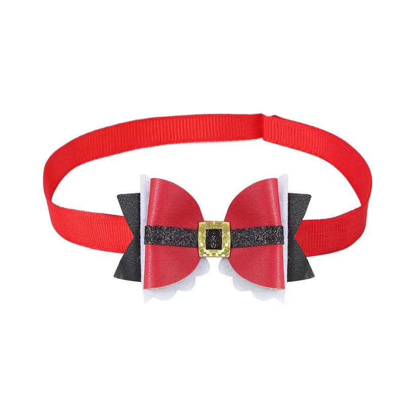 Christmas Pet Bow Tie – Red Mini Tie with Festive Elements for Dogs & Cats