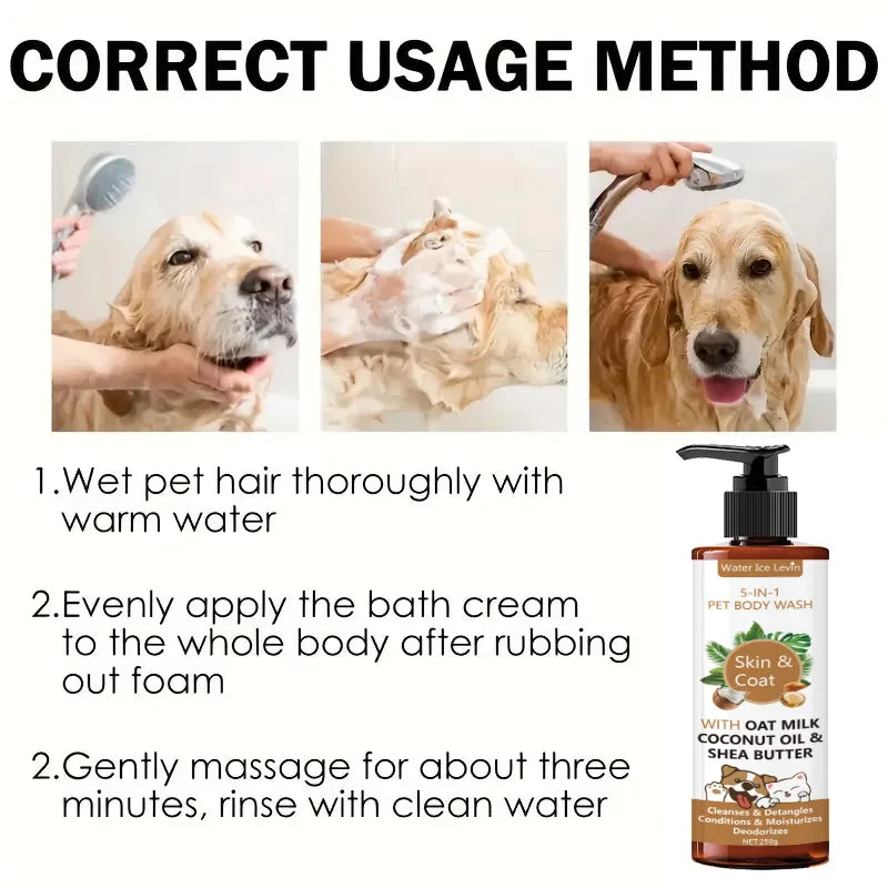 5-in-1 Coconut Pet Shampoo – Refreshing, Softening & Detangling Bath Wash (250g)