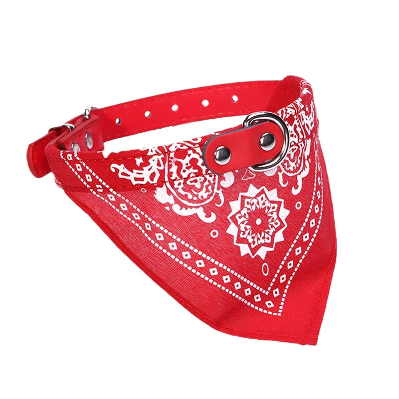 PU Pet Collar with Scarf – Adjustable for Small & Medium Dogs