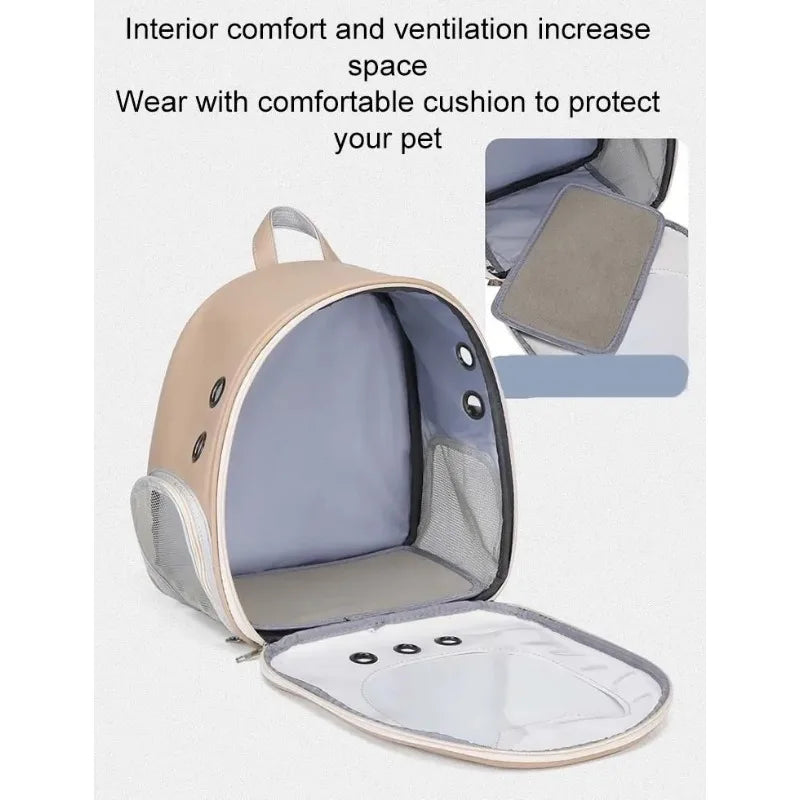 PU Transparent Pet Carrier Backpack – Cat & Small Dog Travel Bag