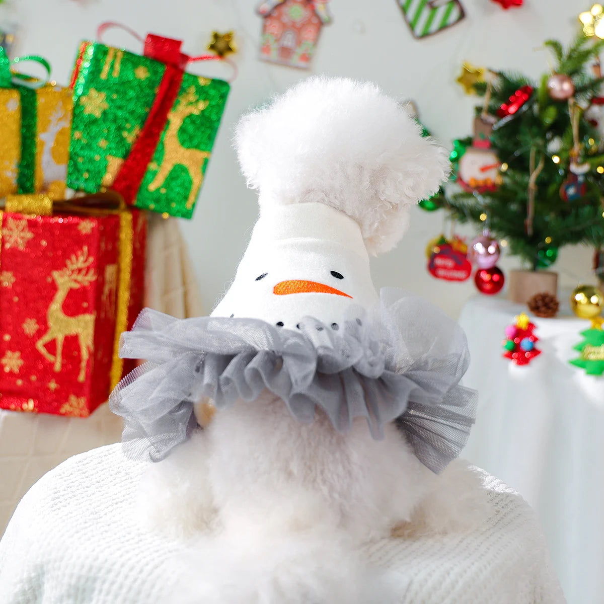 Christmas Snowman Princess Dress – Winter Holiday Outfit for Small Dogs & Cats