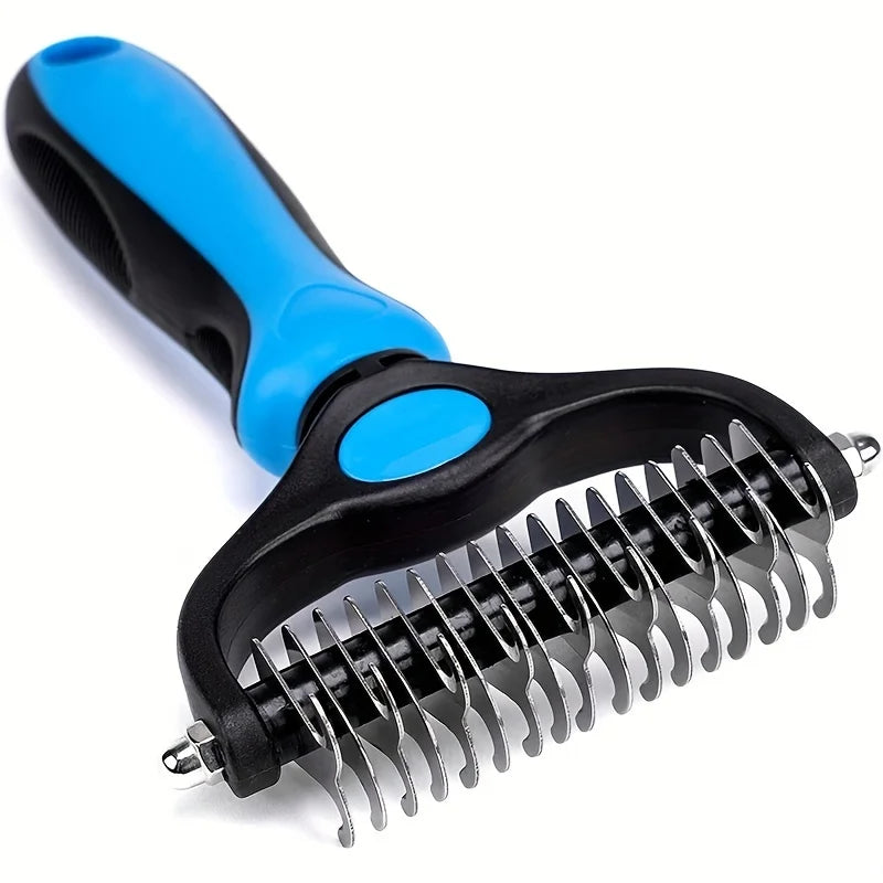 Double-Sided Pet Grooming Tool – Stainless Steel Dog Comb for Shedding & Dematting