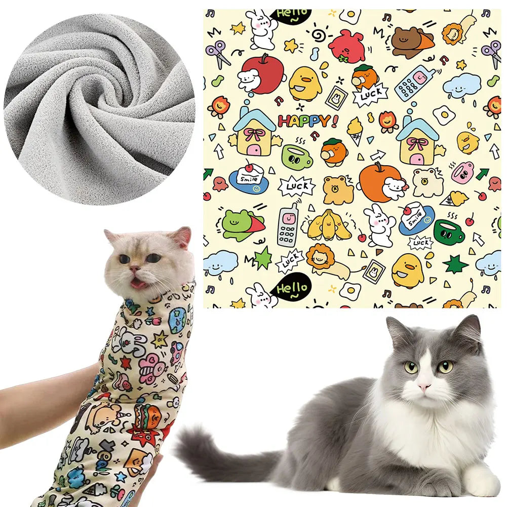 Cat Grooming Wrap – Self-Adherent Restraint Swaddle