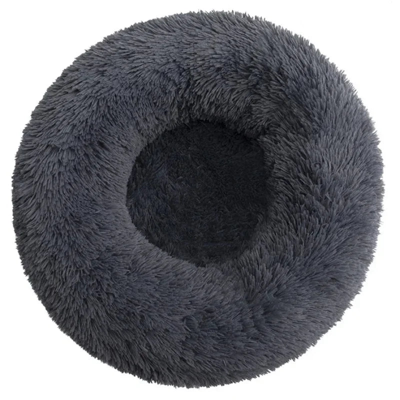 Round Plush Pet Bed for Cats & Dogs – Winter Warm Sleeping Bed