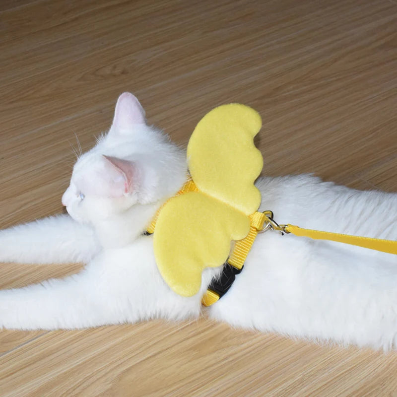 Adorable Angel Wings Harness Set – Stylish Leash and Vest for Cats, Rabbits, and Small Dogs