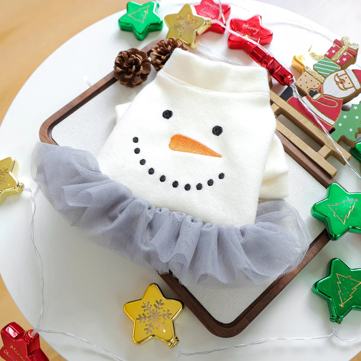 Christmas Snowman Princess Dress – Winter Holiday Outfit for Small Dogs & Cats