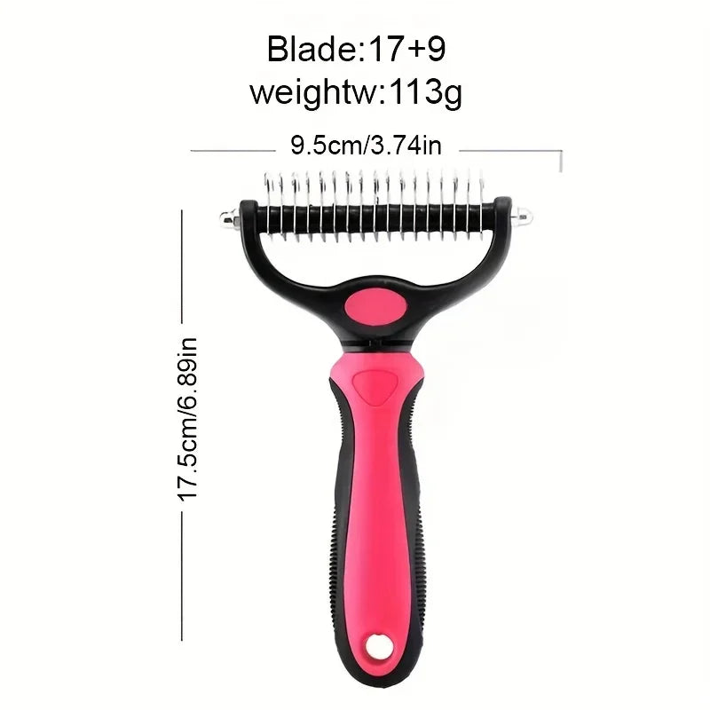 Double-Sided Pet Grooming Tool – Stainless Steel Dog Comb for Shedding & Dematting