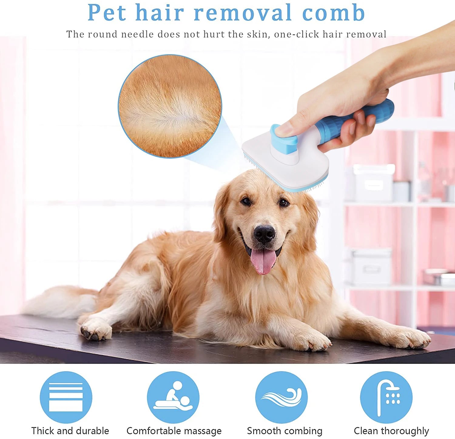 Dog & Cat Hair Remover Brush – Grooming Comb for Long Hair Pets