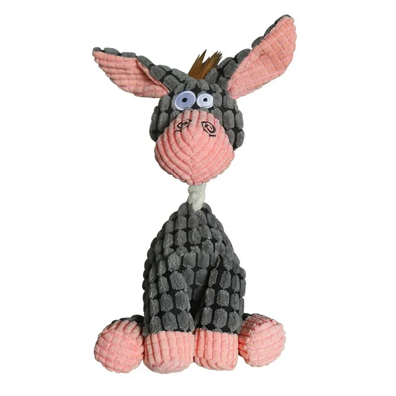 Donkey-Shaped Corduroy Squeaky Dog Toy
