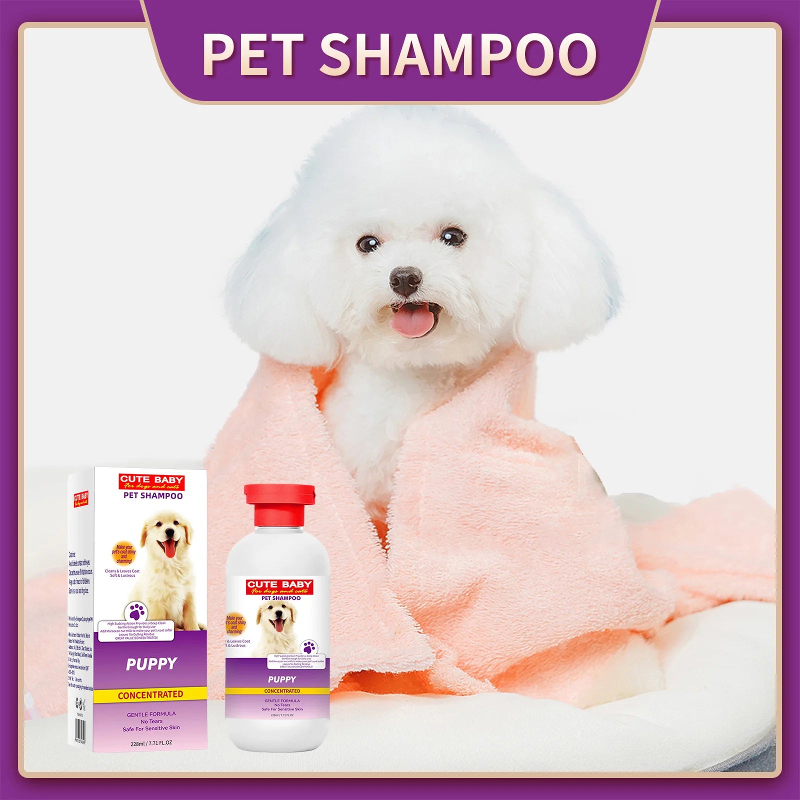 Gentle Pet Shampoo – Odor-Removing Body Wash for Dogs & Cats (228ml)