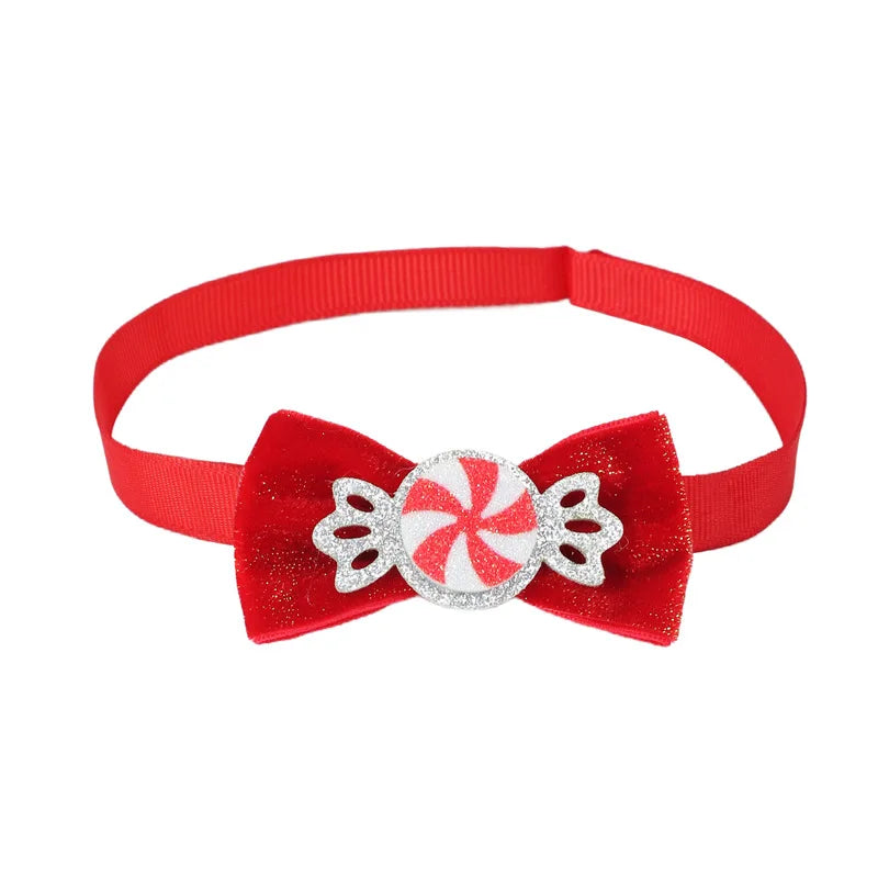 Christmas Pet Bow Tie – Red Mini Tie with Festive Elements for Dogs & Cats