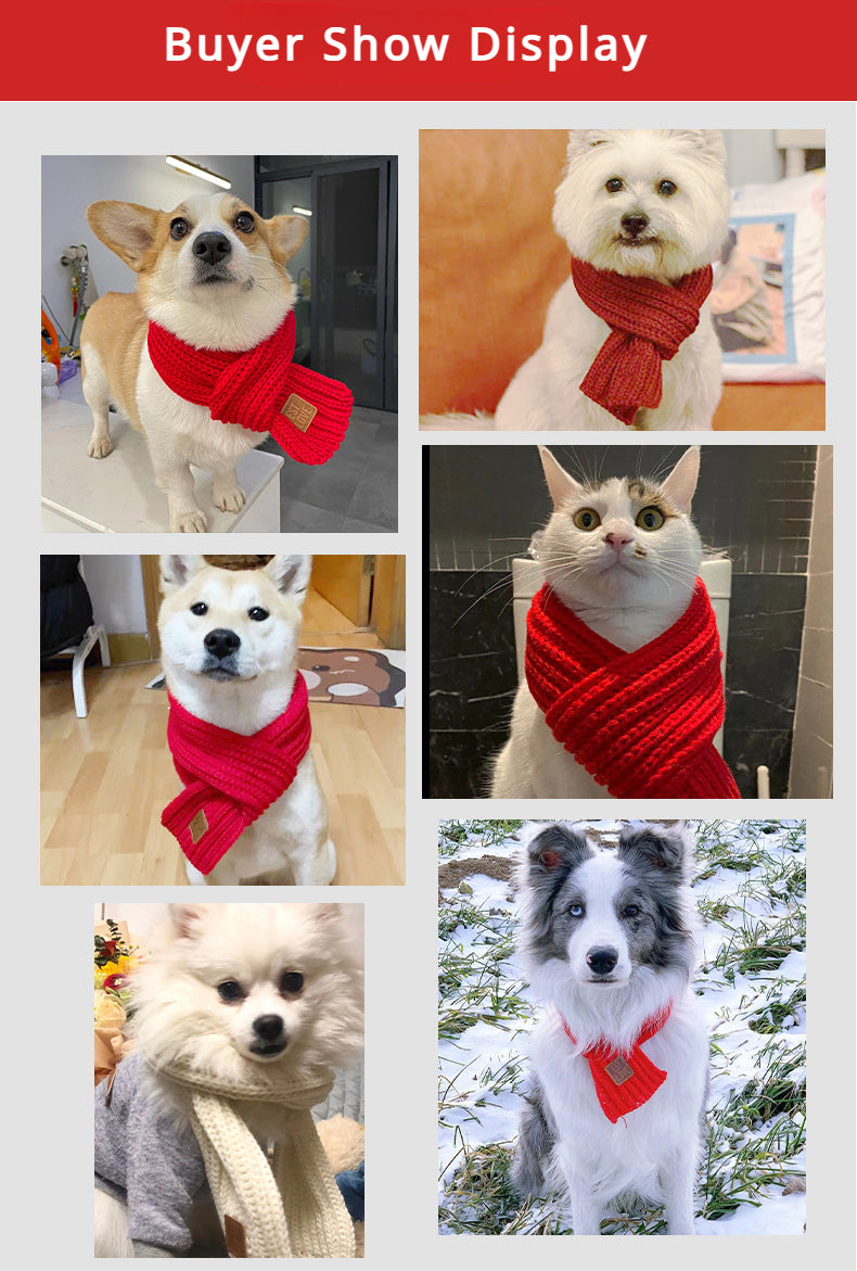 Warm Knitted Dog Scarf – Winter Pet Scarf for Puppies, Small Dogs, and Cats Christmas Accessories