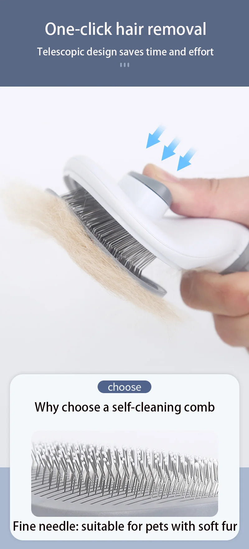 Pet Hair Brush & Stainless Steel Comb – Dog & Cat Grooming Tool