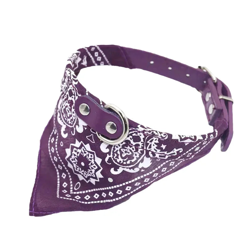 PU Pet Collar with Scarf – Adjustable for Small & Medium Dogs