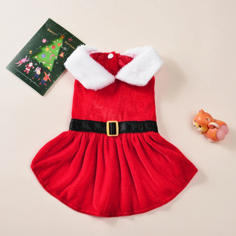Christmas Pet Princess Dress – Red Holiday Skirt for Small Dogs & Cats