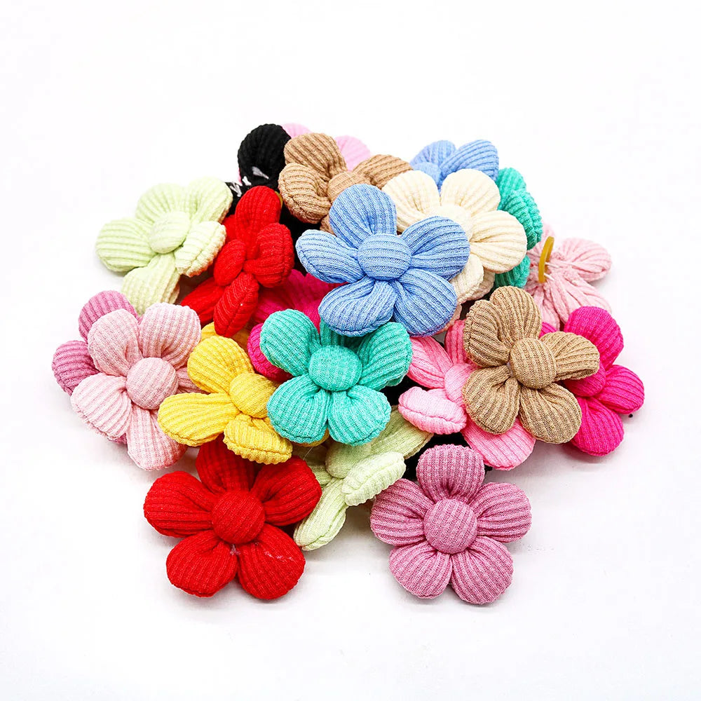 20PCS Flower Pet Hair Bows – Handmade Dog Bows with Rubber Bands for Small Dogs & Grooming Accessories
