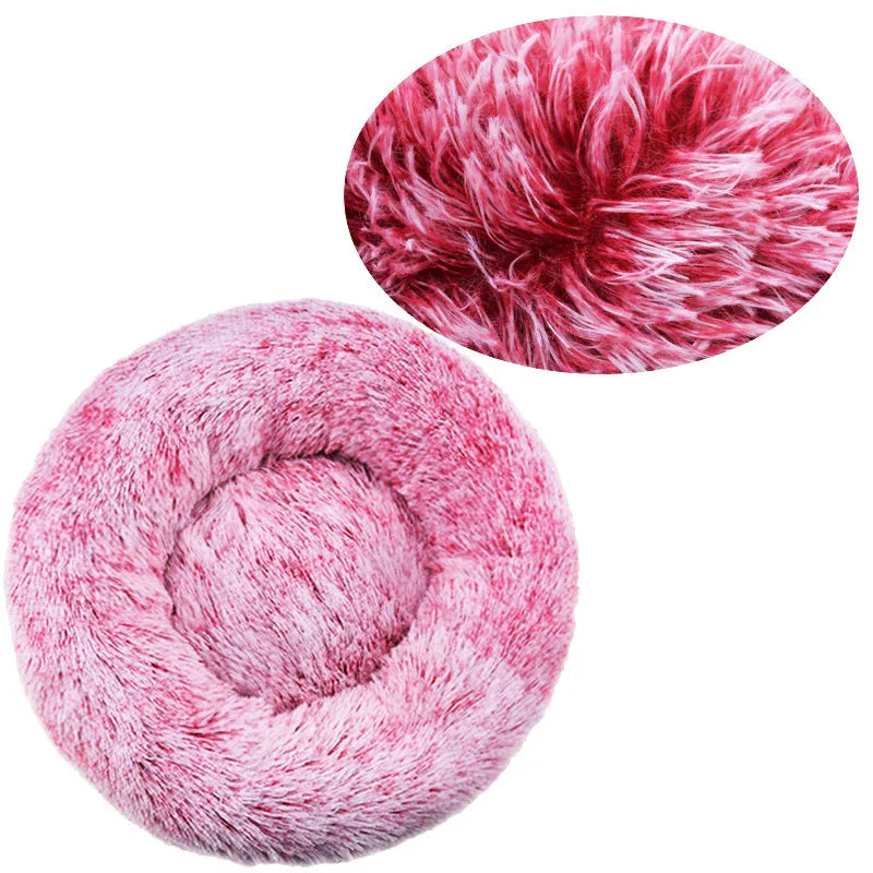 Round Plush Pet Bed for Cats & Dogs – Winter Warm Sleeping Bed