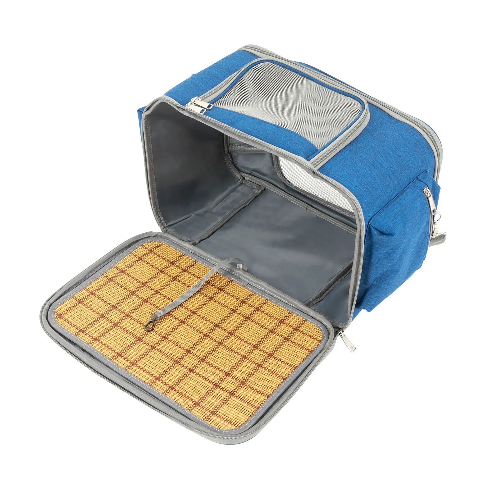 Blue Collapsible Pet Carrier – Waterproof Oxford Travel Bag