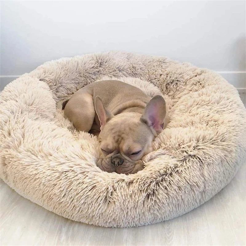 Round Plush Pet Bed for Cats & Dogs – Winter Warm Sleeping Bed