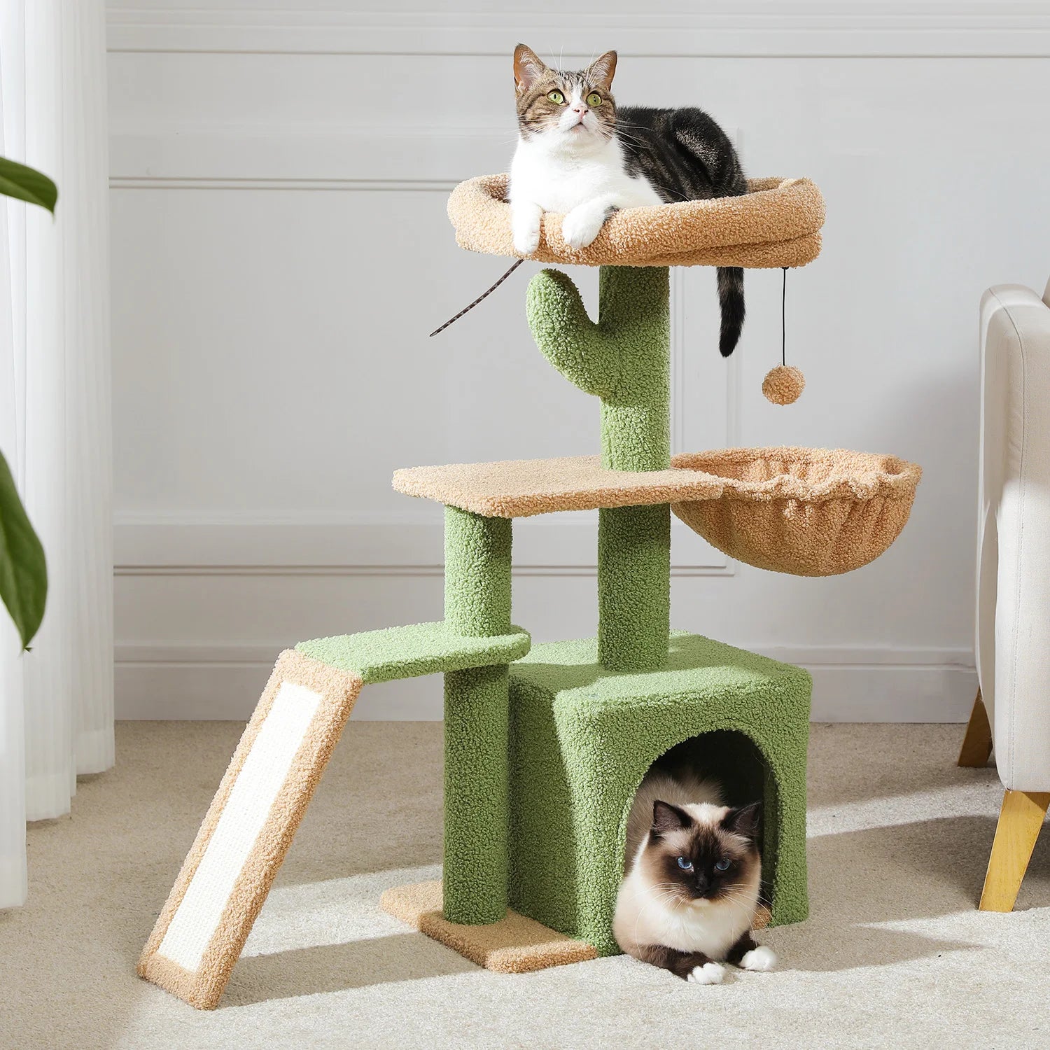 Cat Tree Tower for Indoor Cats – 2-Style Cat Activity Center with Scratching Posts, Large Hammock & Removable Top Perch, Grey