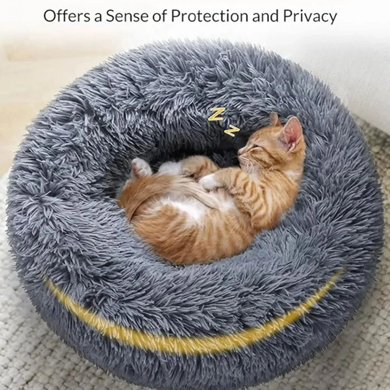 Round Plush Pet Bed for Cats & Dogs – Winter Warm Sleeping Bed