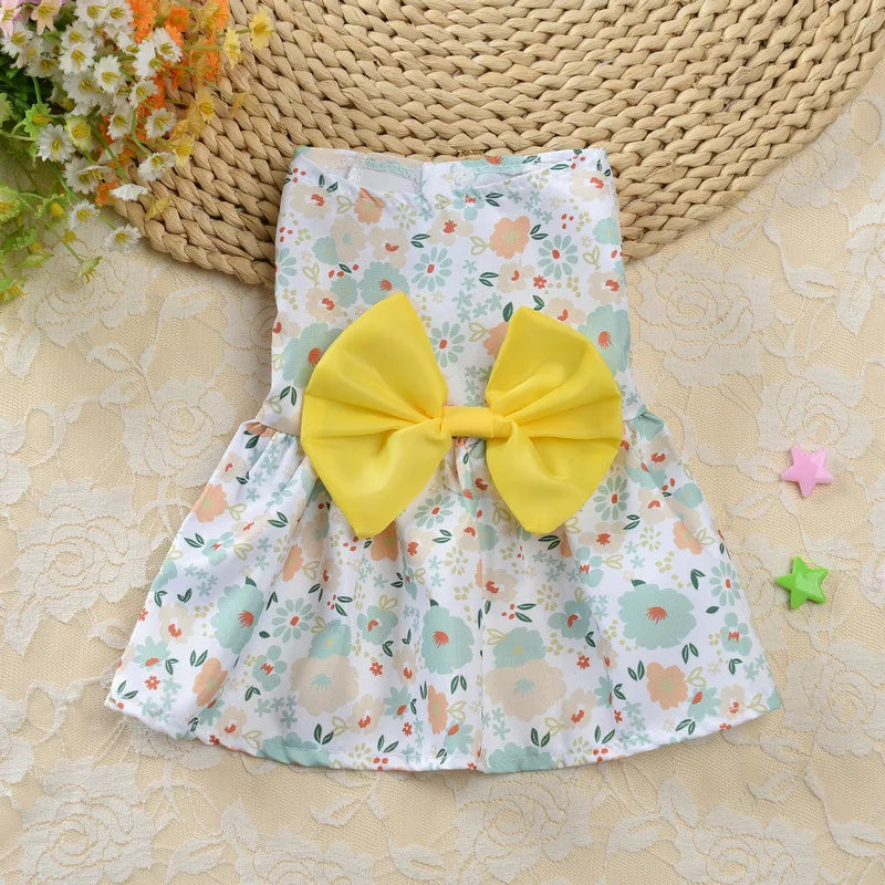 Fashion Cat & Puppy Dress with Bow – Small Dog & Cat Clothing