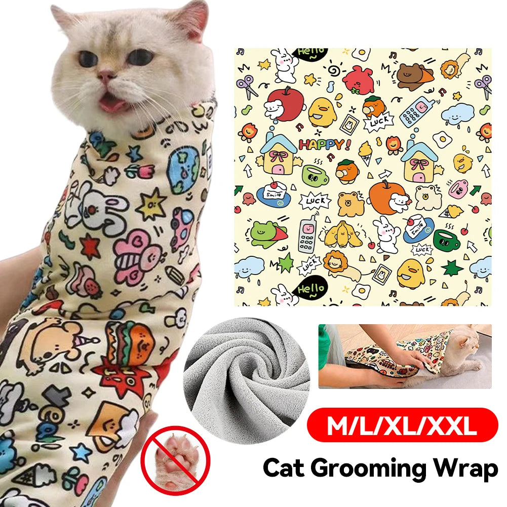 Cat Grooming Wrap – Self-Adherent Restraint Swaddle